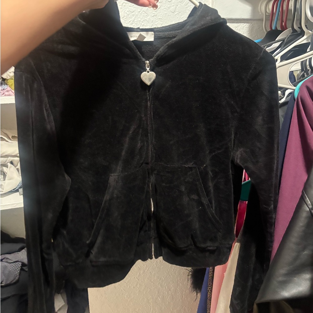 Black Velour Zip Up